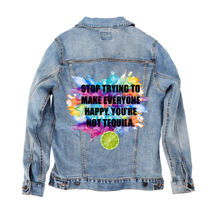 Customize & Design your own Denim Jacket (hand-made) with 3 color choices of jacket: Stonewash, White, or Black. Unisex XS S M L XL 2X 3X. USA hand-crafted and USA digitally printed. Ships free within the USA & also ships Internationally.