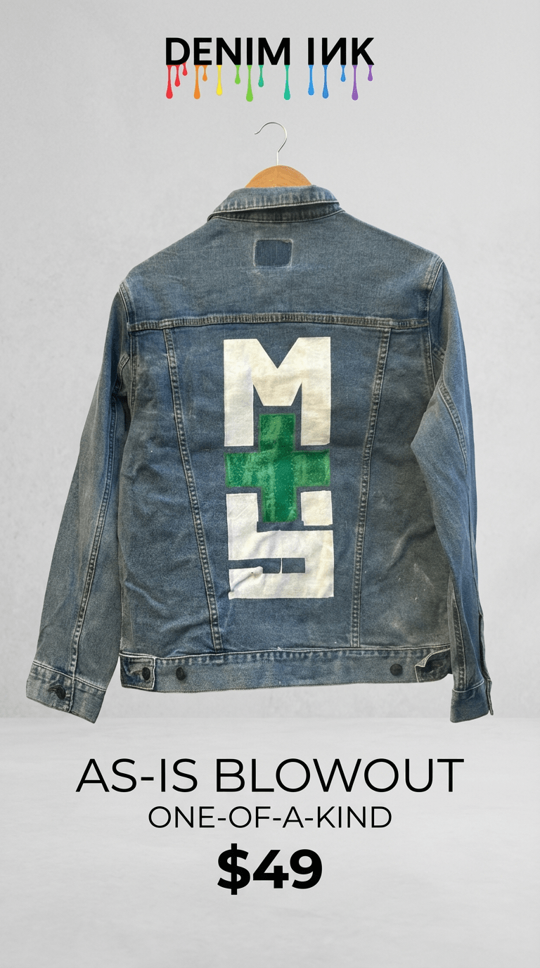 AS - IS. 8. M+S. ONE - OF - ONE. Printed Denim Jacket — Medium / Stonewashed custom denim jacket by DenimINK