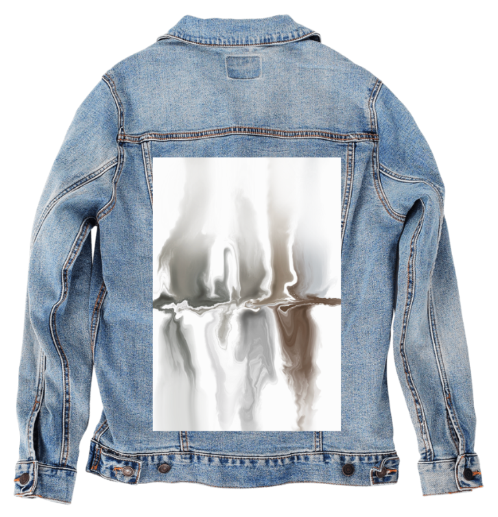 BROWN REFLECTION by RAMIR DESIGNS, digitally printed on DENIM products: throw pillows, aprons, table place mats, and hand-made Unisex Denim Jackets in 3 color choices