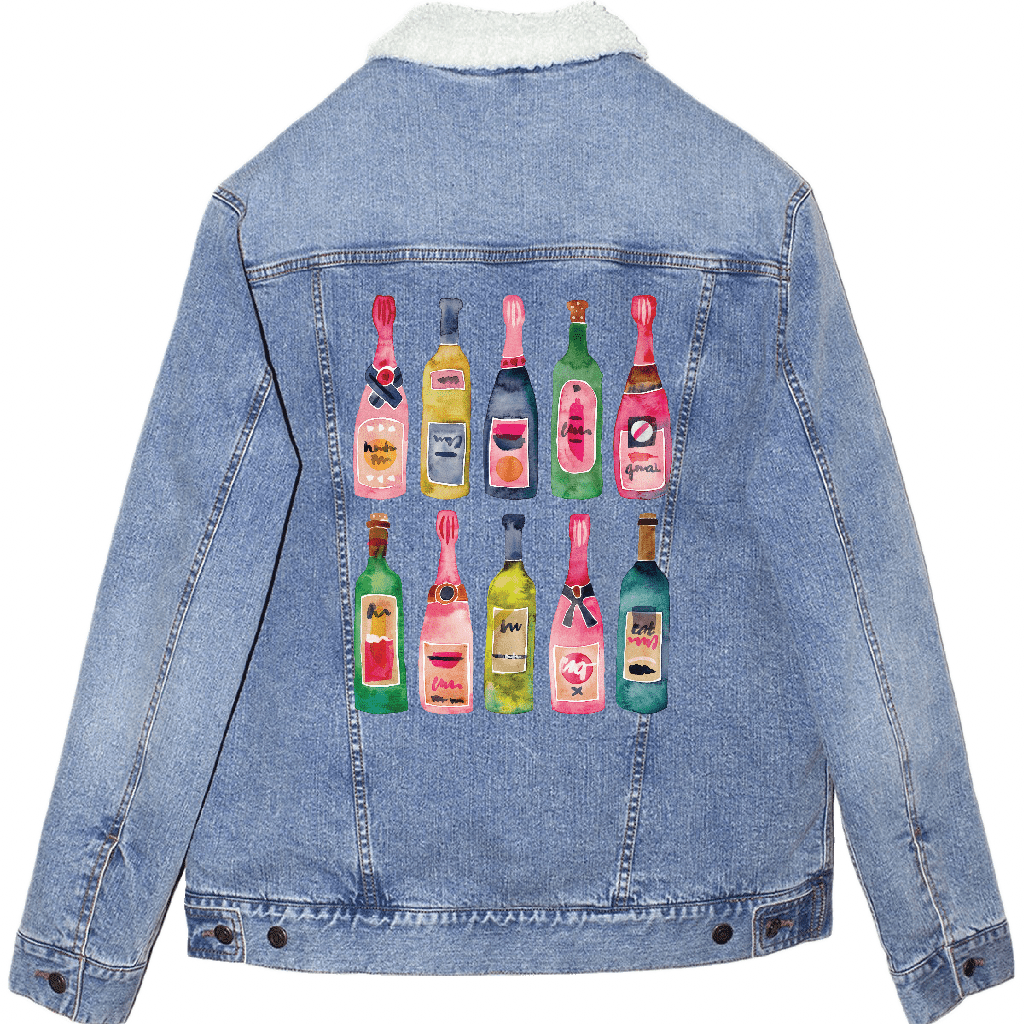 APRIL BIRTH FLOWER by PAIGE FLOTTERUD custom denim jacket by DenimINK. sherpa-lined-jacket-stonewash-mockup