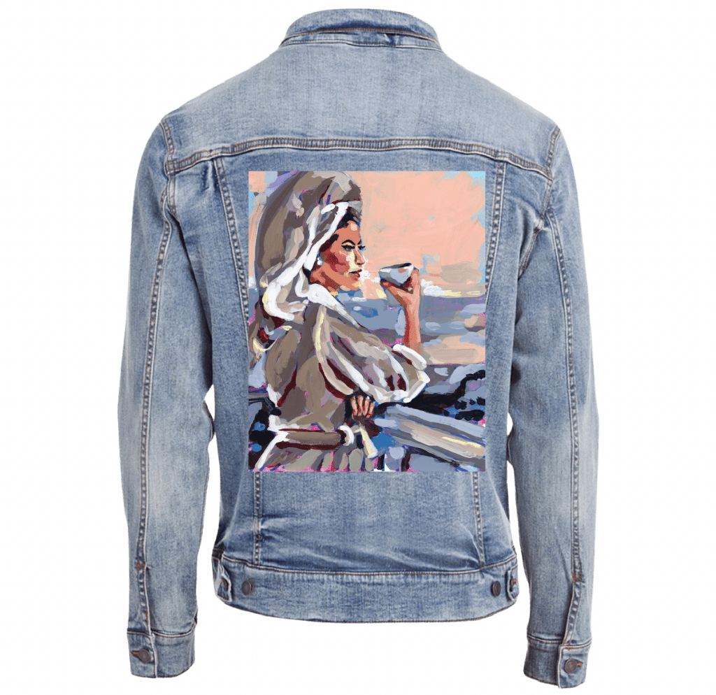 COFFEE GIRL by PAIGE FLOTTERUD custom denim jacket by DenimINK