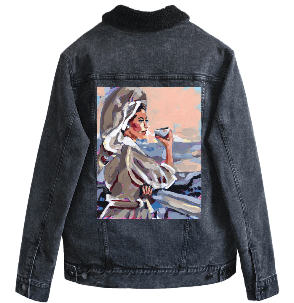 COFFEE GIRL by PAIGE FLOTTERUD custom denim jacket by DenimINK