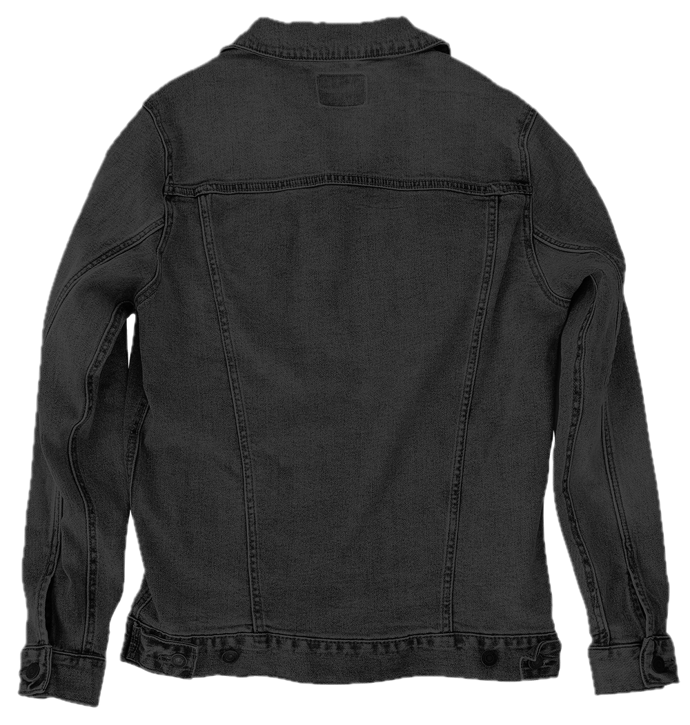 LOVE BY TRAVEL by TOBE FONSECA printed by DenimINK on hand - crafted Denim Jackets & other Denim products. 3 colors: Stonewash, White, Black. Unisex XS - 3X. USA printed custom denim jacket by DenimINK