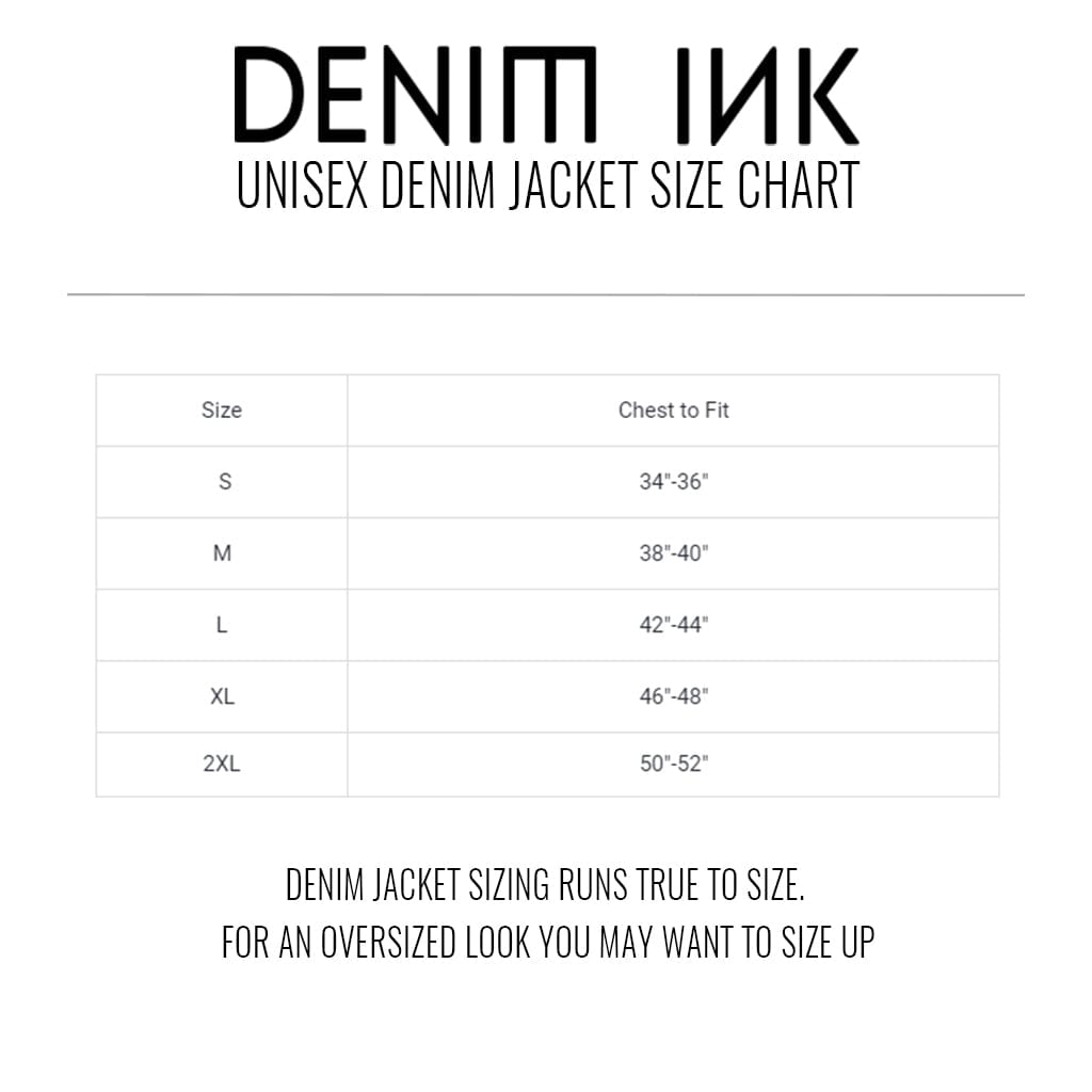DenimINK unisex jacket size chart