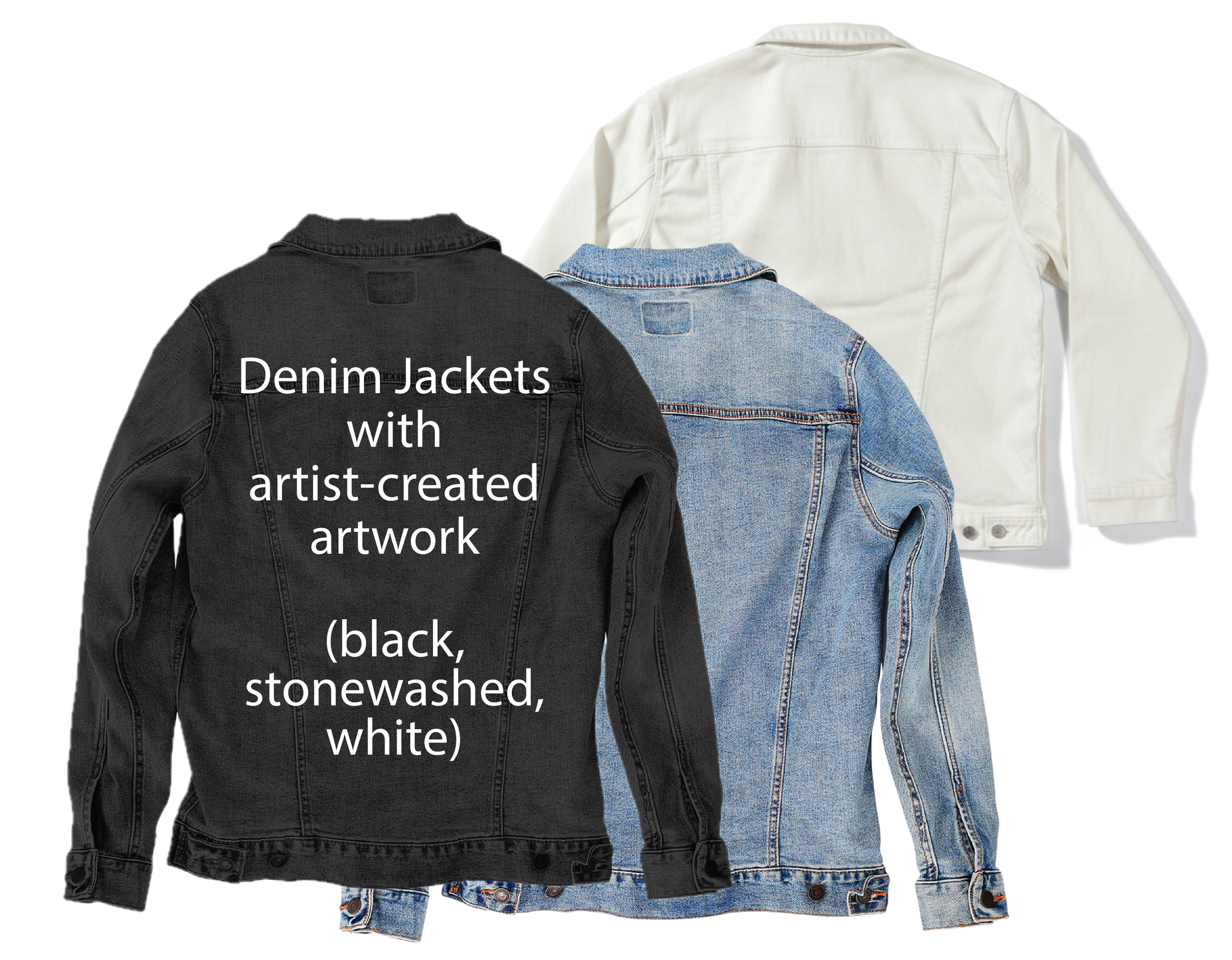 BOLD HEARTS & BRIGHT COLORS, digitally printed on DENIM products: throw pillows, aprons, table place mats, hand-made Unisex Denim Jackets in 3 color choices