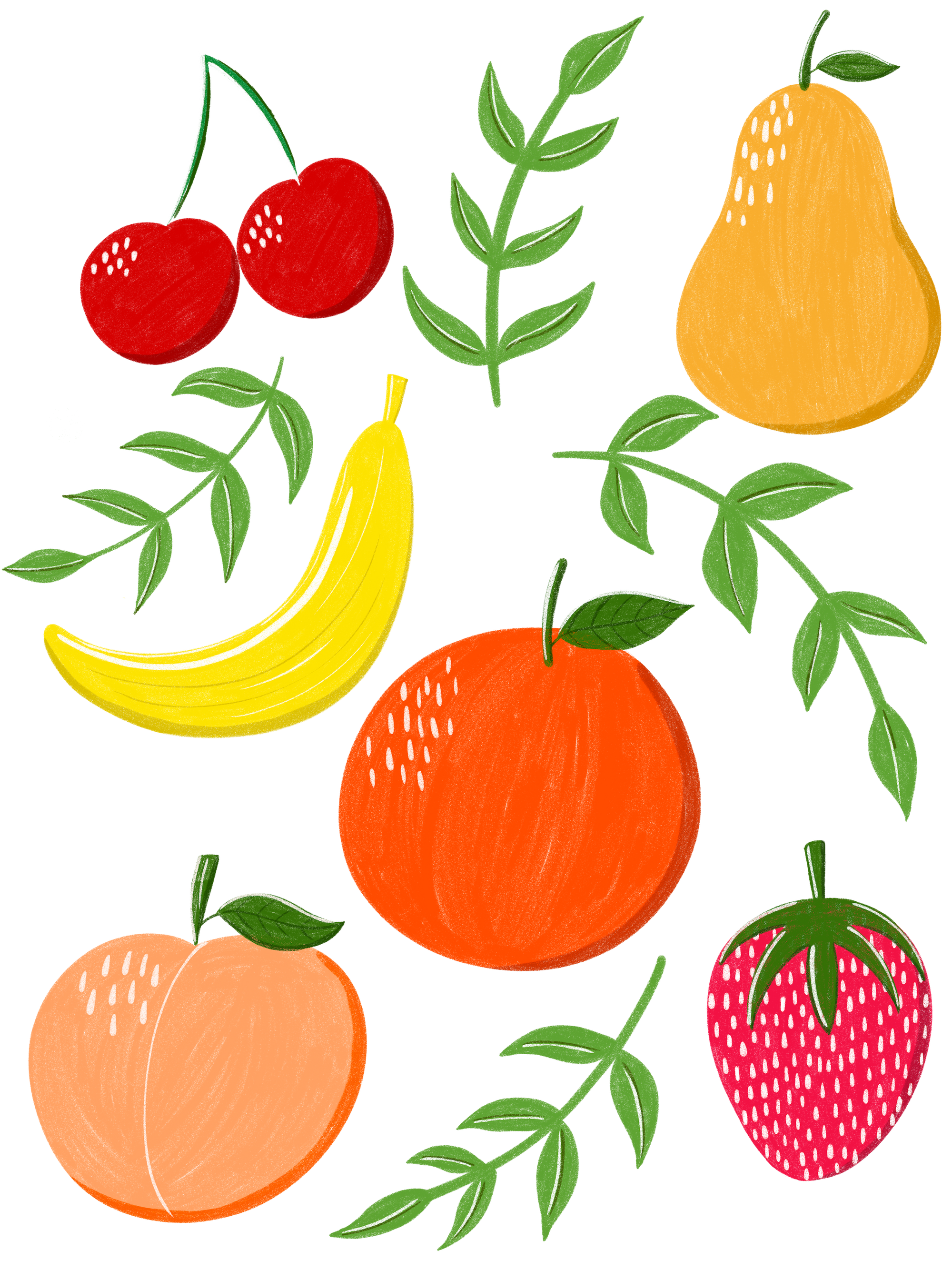 FRUIT GARDEN by HEND SHEHATA, digitally printed on DENIM products: throw pillows, aprons, table place mats, and hand-made Unisex Denim Jackets in 3 color choices