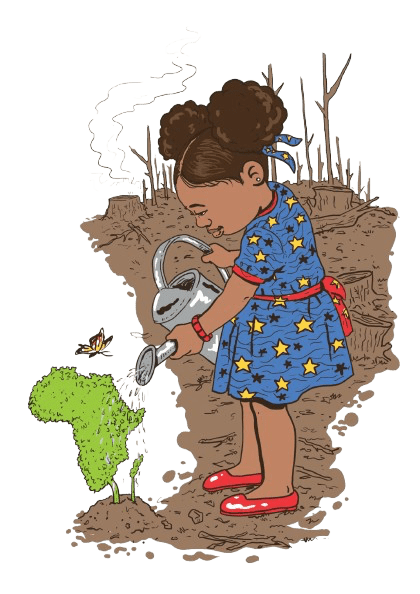 GIRL WATERING, by THE NYGERIANS, digitally printed on DENIM products: throw pillows, aprons, table place mats, and hand - made Unisex Denim Jackets in 3 color choices custom denim jacket by DenimINK