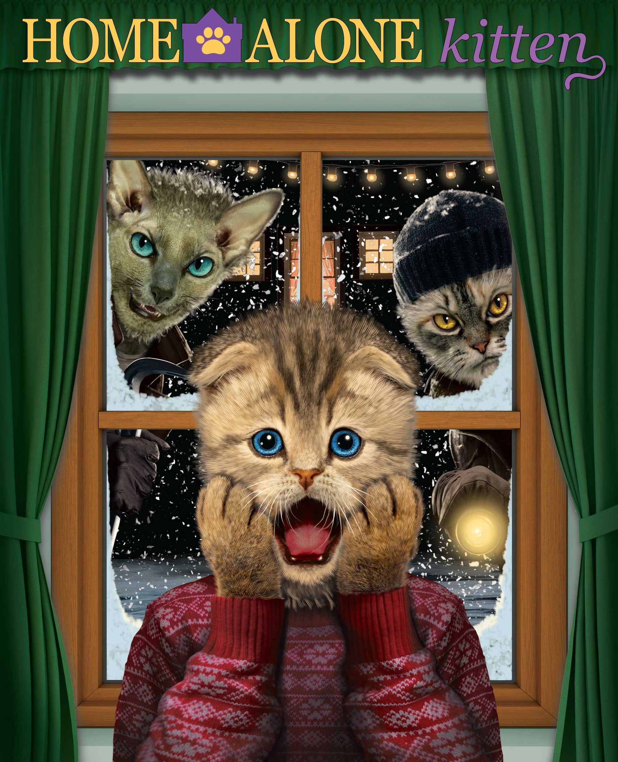 HOME ALONE KITTEN by VINCENT HIE, digitally printed on DENIM products: throw pillows, aprons, table place mats, and hand-made Unisex Denim Jackets in 3 color choices HOME ALONE KITTEN by VINCENT HIE, digitally printed on DENIM products: throw pillows, aprons, table place mats, and hand-made Unisex Denim Jackets in 3 color choices