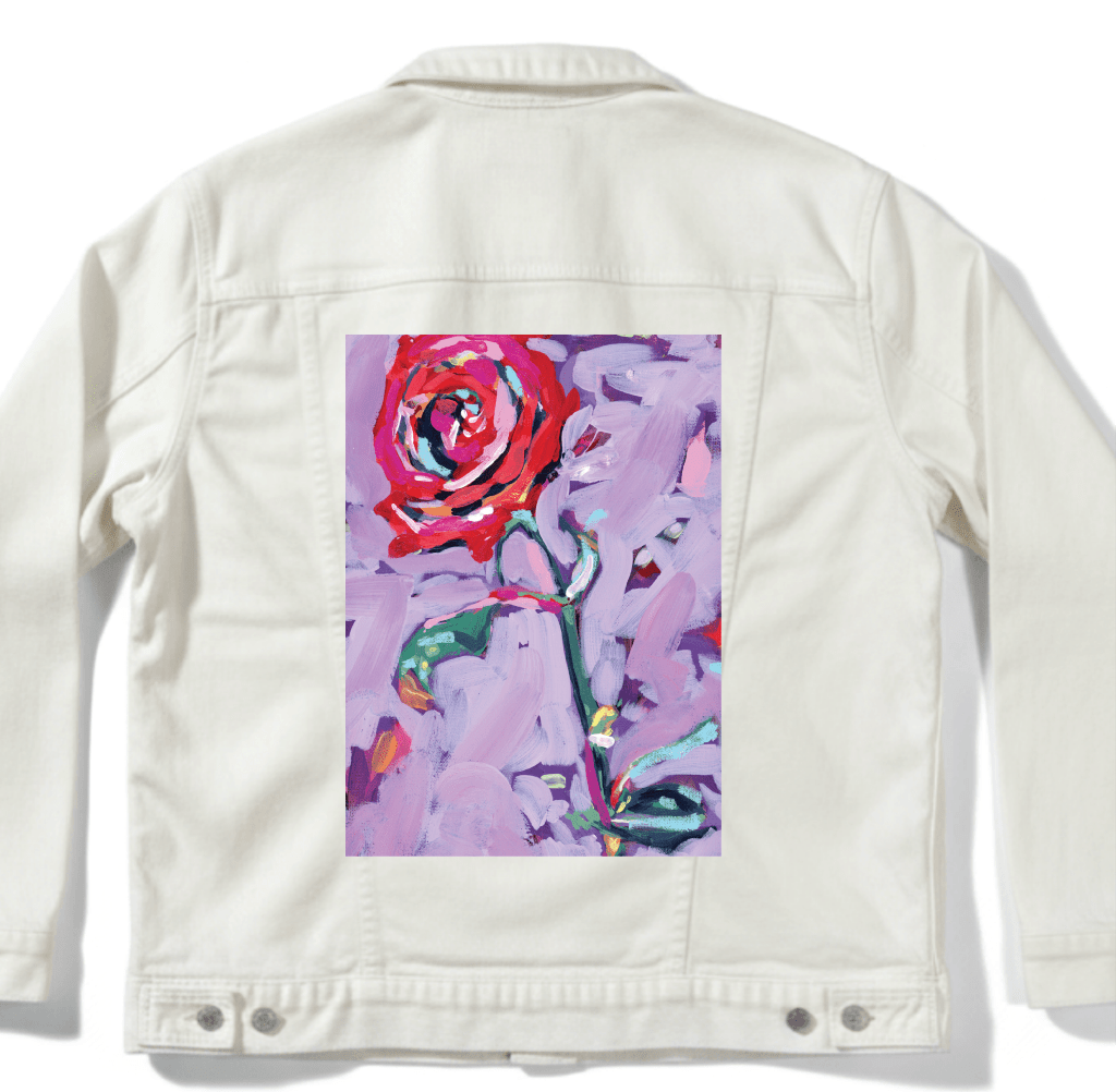 JUNE BIRTH FLOWER by PAIGE FLOTTERUD custom denim jacket by DenimINK
