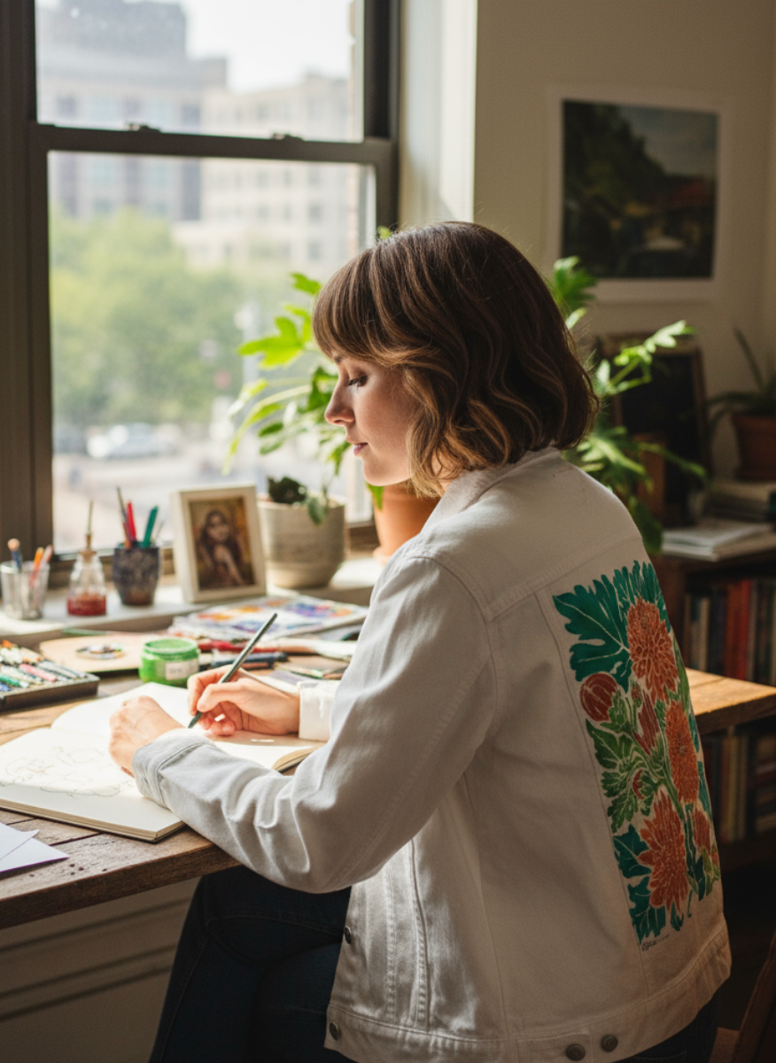 MUMS ALL NoBG by KITSCH AND CURATE, digitally printed on DENIM products: throw pillows, aprons, table place mats, and hand-made Unisex Denim Jackets in 3 color choices