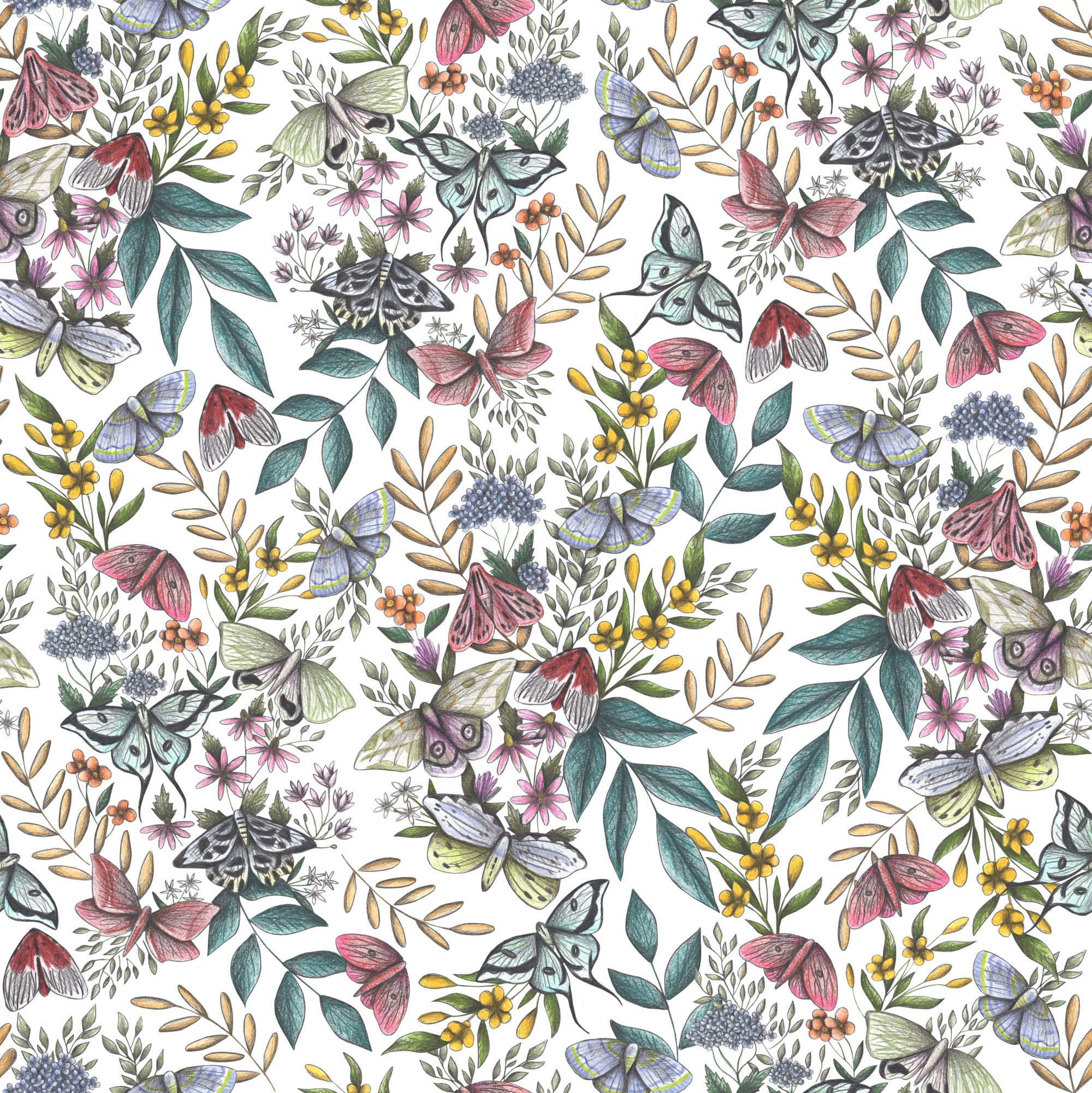 MIDNIGHT GARDEN by CECILIA BATTAINI, digitally printed on DENIM products: throw pillows, aprons, table place mats, and hand-made Unisex Denim Jackets in 3 color choices