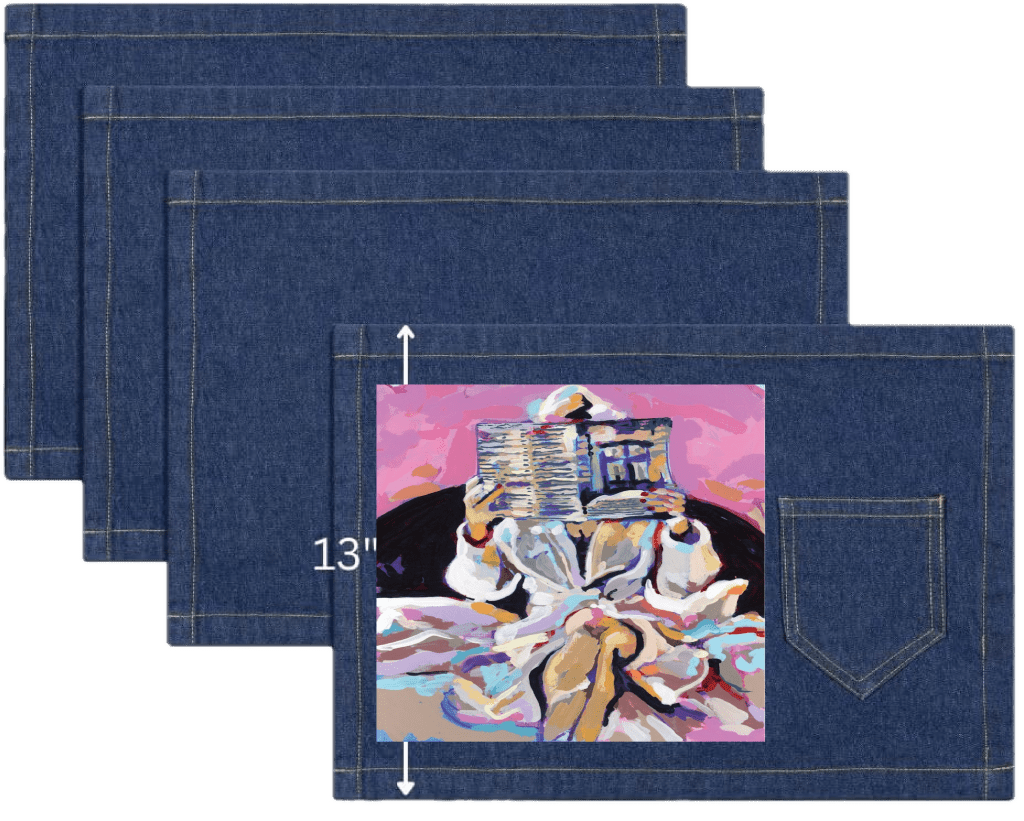 NEWSPAPAER ROBE by PAIGE FLOTTERUD custom denim jacket by DenimINK