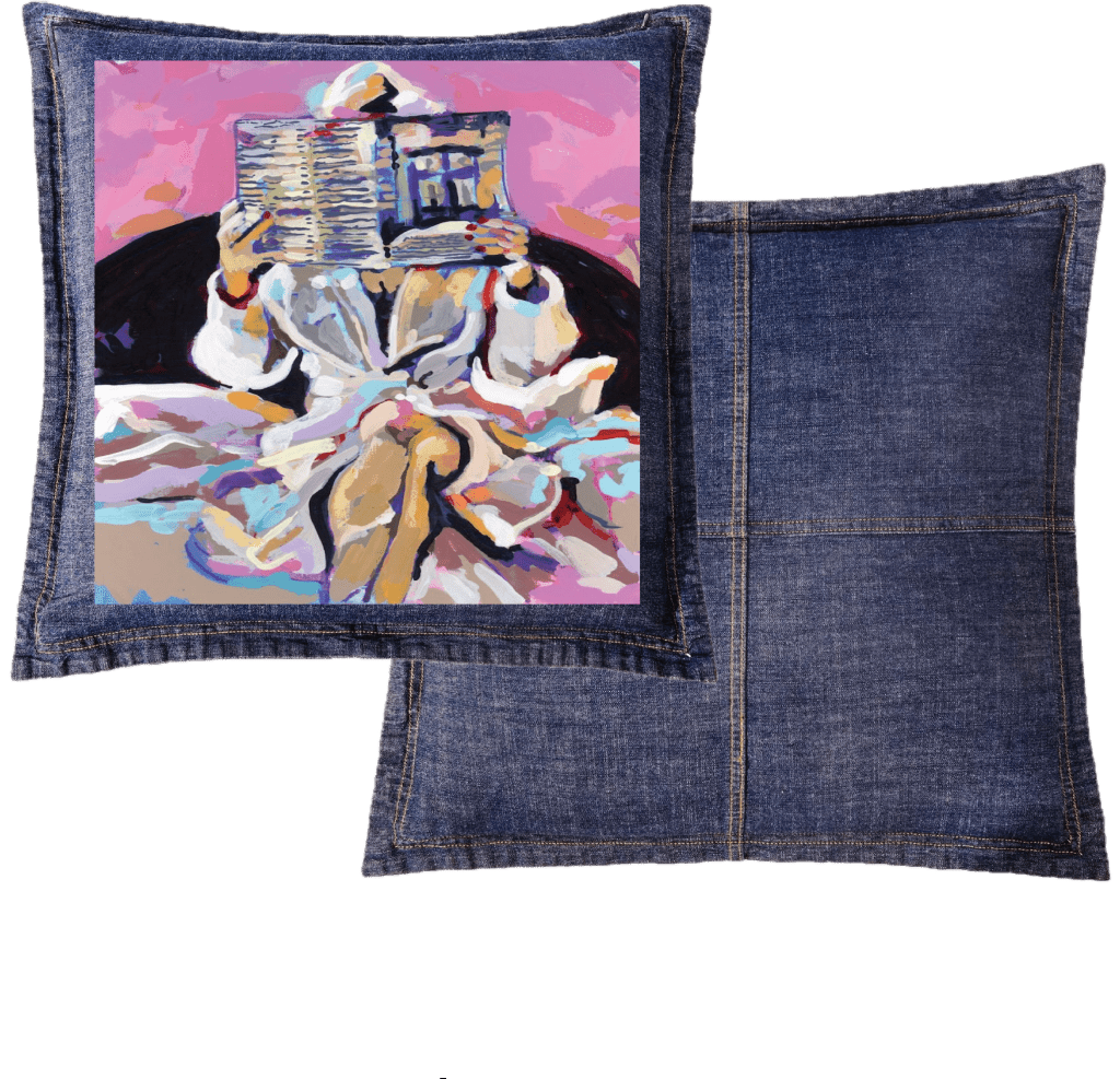 NEWSPAPAER ROBE by PAIGE FLOTTERUD custom denim jacket by DenimINK