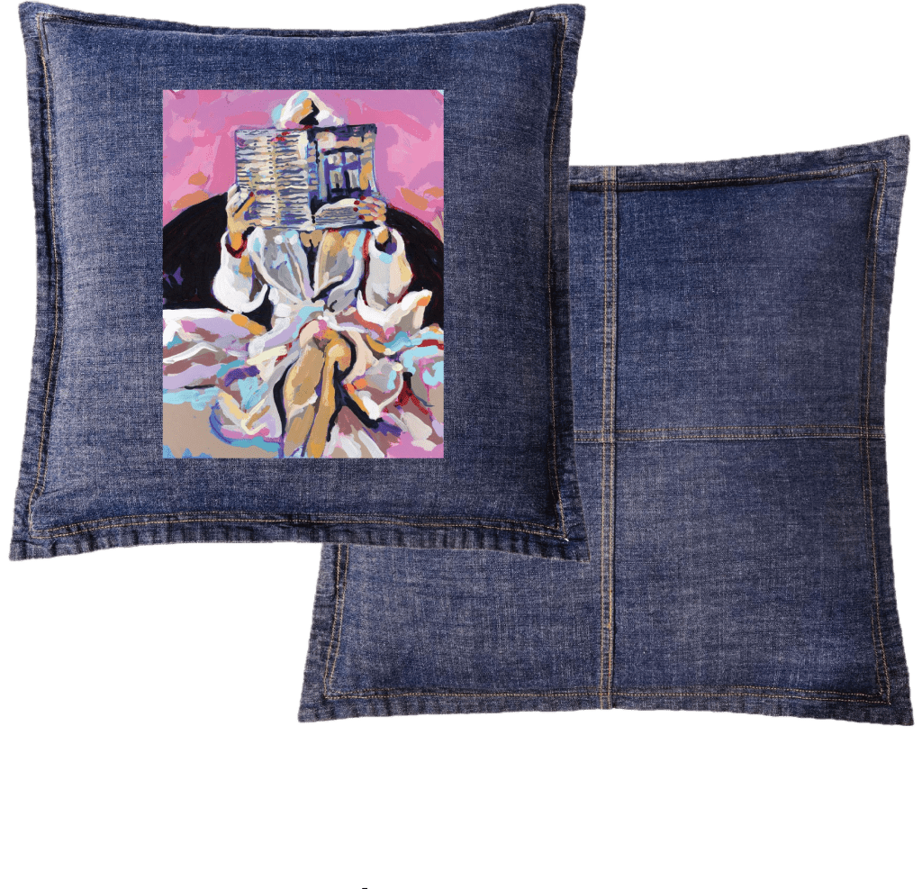 NEWSPAPAER ROBE by PAIGE FLOTTERUD custom denim jacket by DenimINK