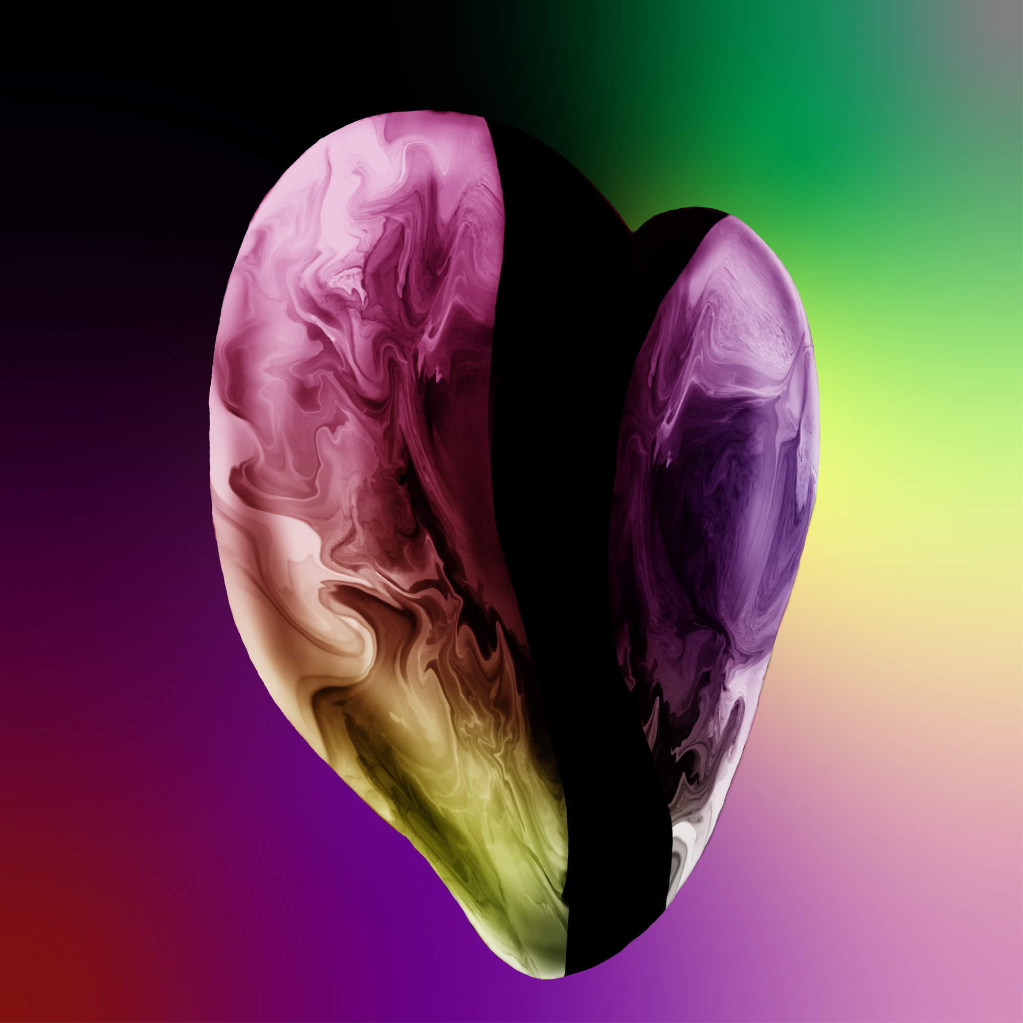 RAINBOW HEART by RAMIR DESIGNS, digitally printed on a hand-made Unisex Denim Jacket