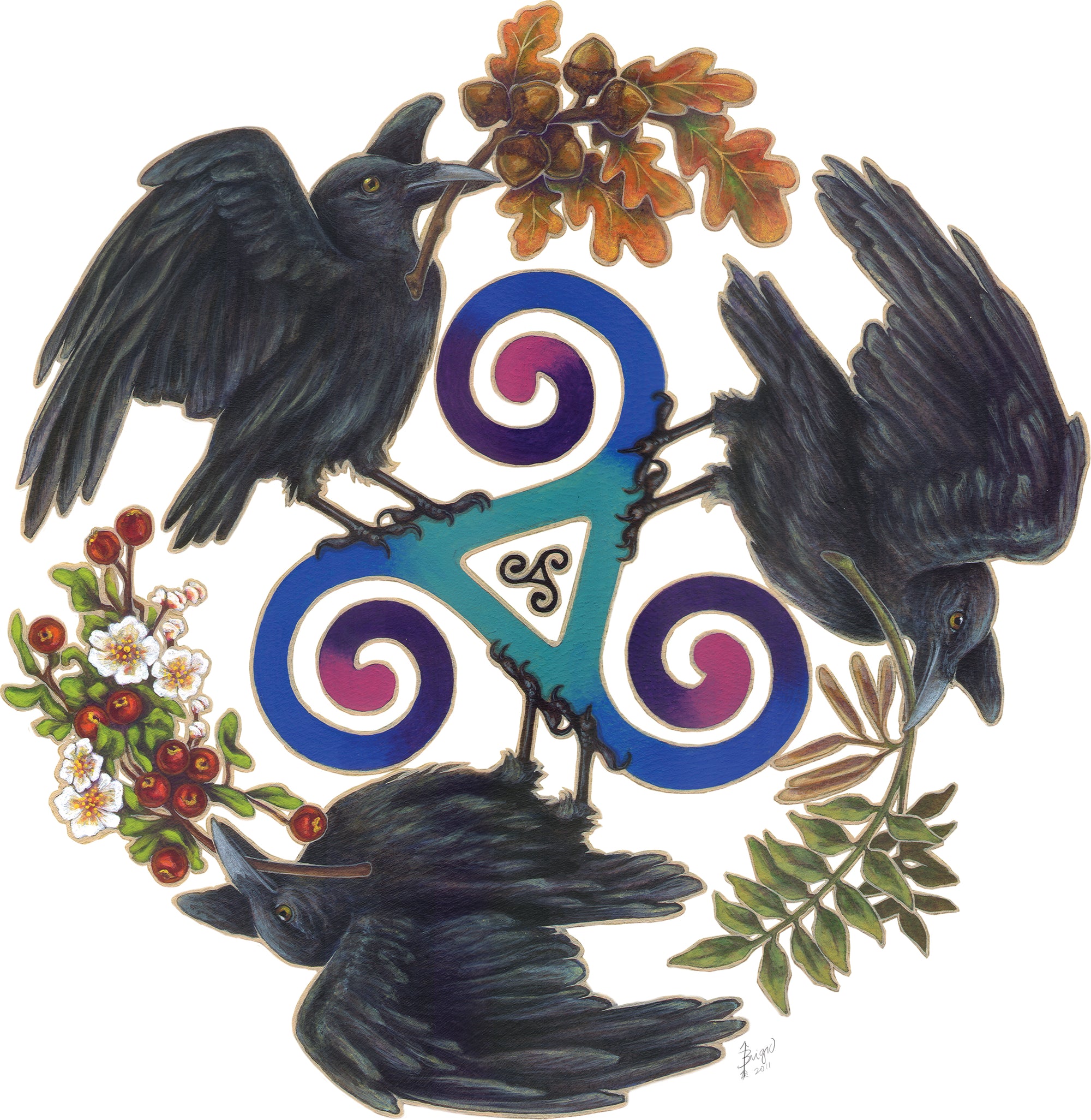 RAVEN FEY CELTIC by BRIGID ASHWOOD, digitally printed on DENIM products: throw pillows, aprons, table place mats, and hand-made Unisex Denim Jackets in 3 color choices