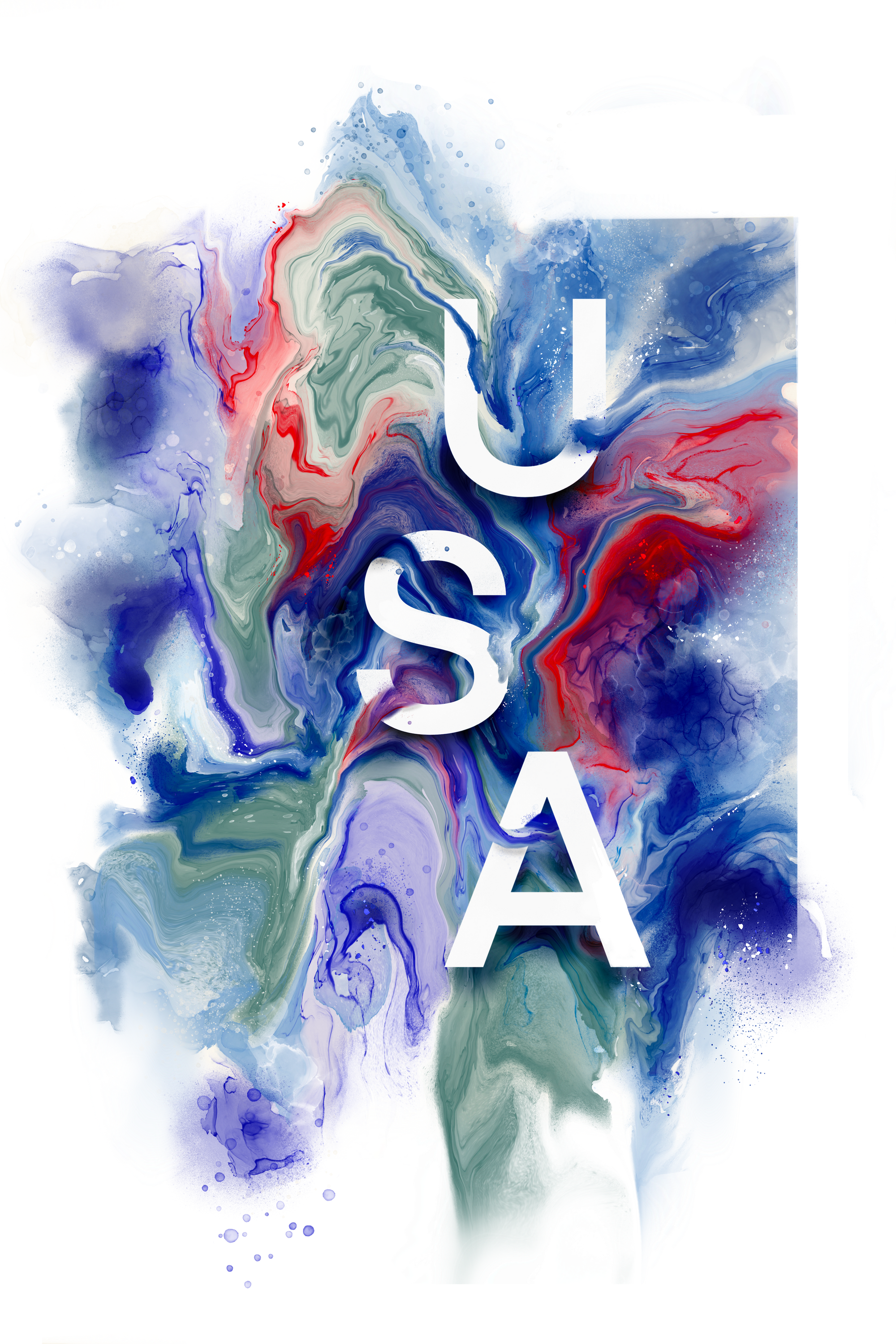 USA ABSTRACT by RAMIR DESIGNS, digitally printed on a hand-made Unisex Denim Jacket