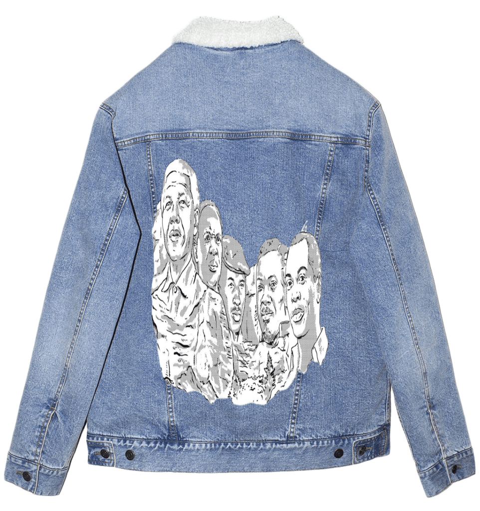 AFRICA MOUNT RUSHMORE, by THE NYGERIANS custom denim jacket by DenimINK