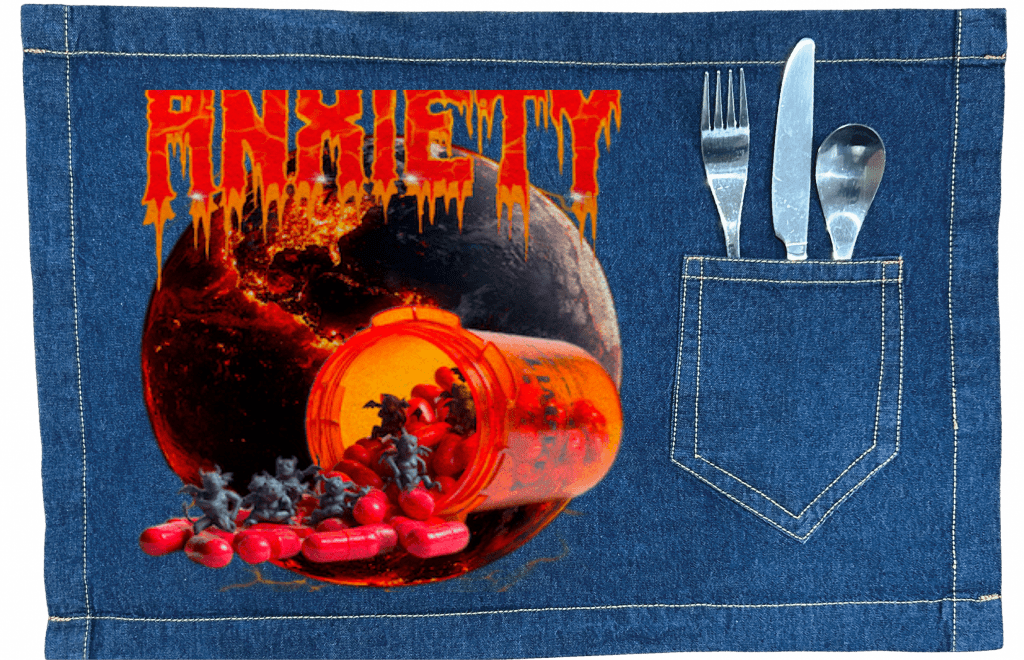ANXIETY by DeROUCHE DESIGNS custom denim jacket by DenimINK