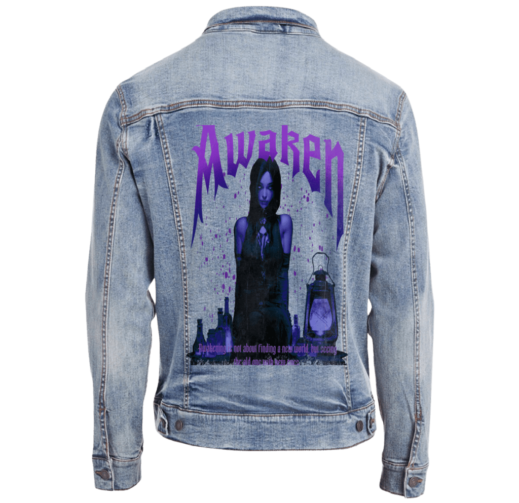 AWAKEN by DeROUCHE DESIGNS custom denim jacket by DenimINK