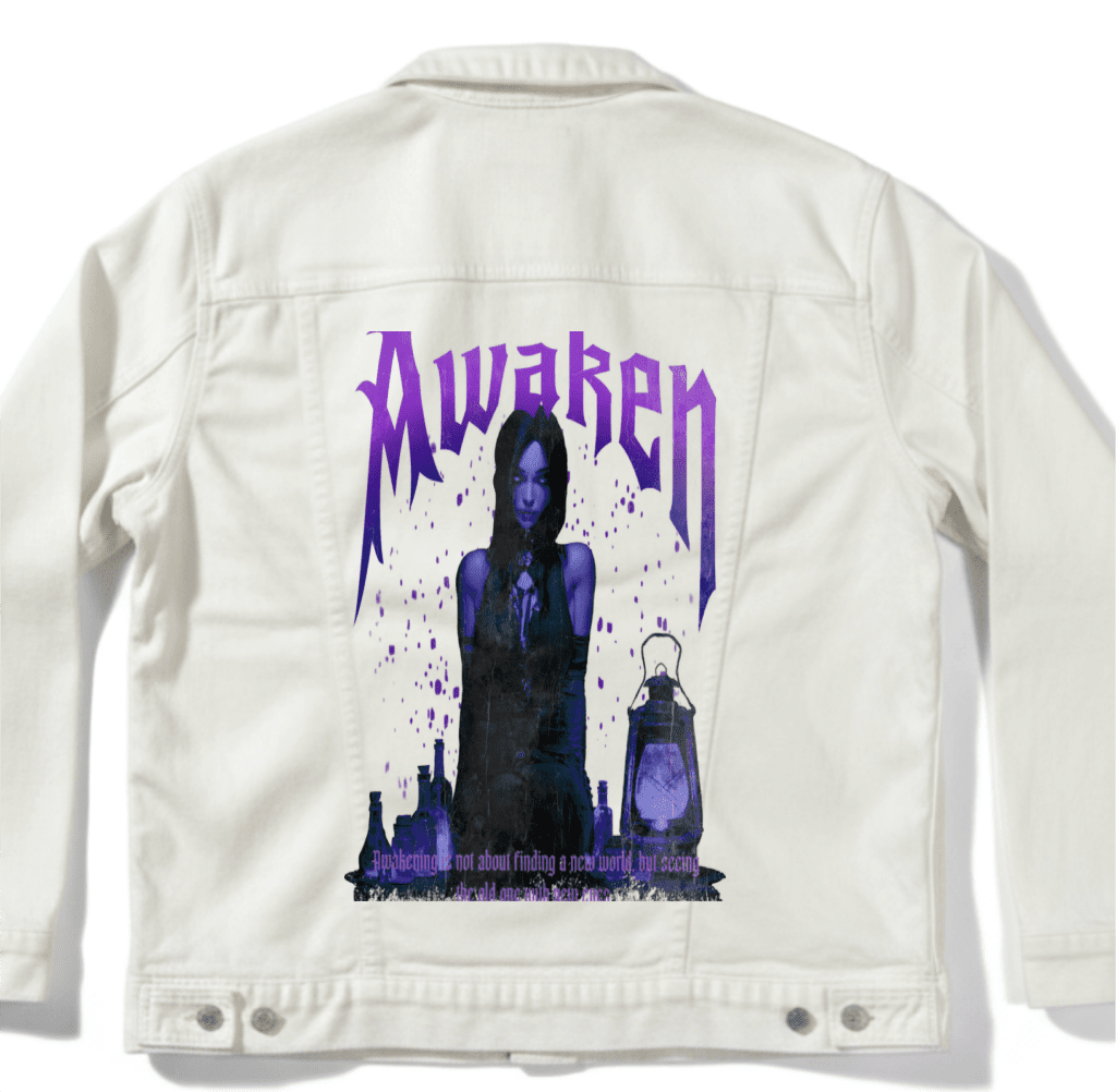 AWAKEN by DeROUCHE DESIGNS custom denim jacket by DenimINK