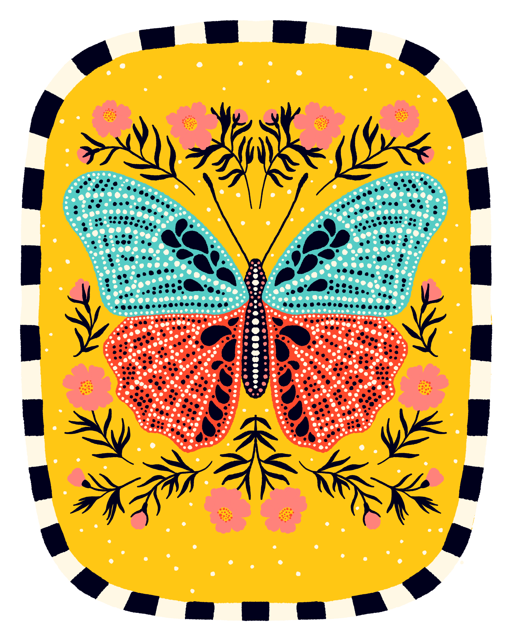 BLOOM and FLUTTER by IndySign, printed on denim jackets and other denim products: tote bags, throw pillows, table place mats, aprons