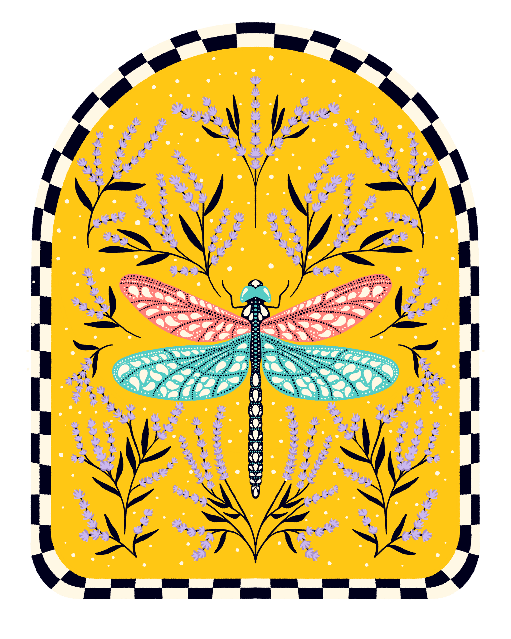 BLOOM AND FLUTTER DRAGONFLY by IndySign, printed on denim jackets and other denim products: tote bags, throw pillows, table place mats, aprons