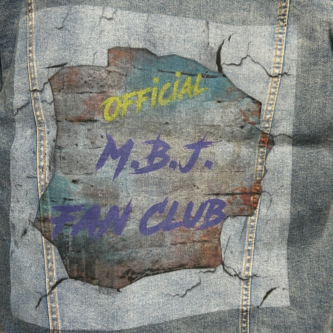 AS - IS. 7. M.B.J. Fan Club. ONE - OF - ONE. Printed Denim Jacket — XL / Stonewashed custom denim jacket by DenimINK
