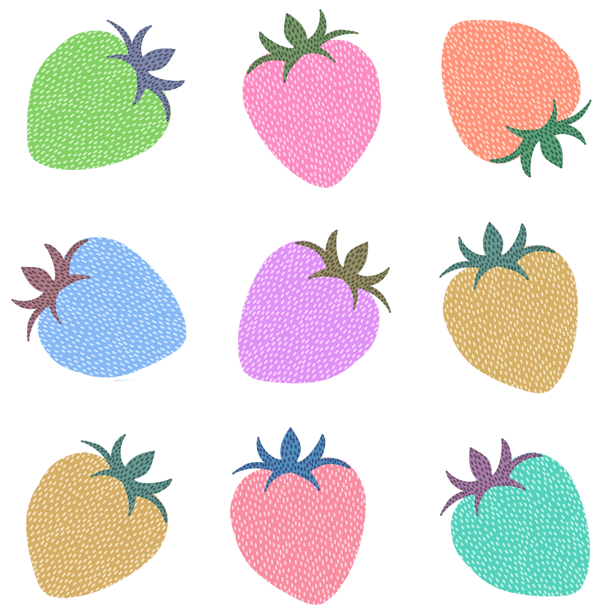 COLORED BERRIES by HEND SHEHATA, printed on denim jackets and other denim products: tote bags, throw pillows, table place mats, aprons