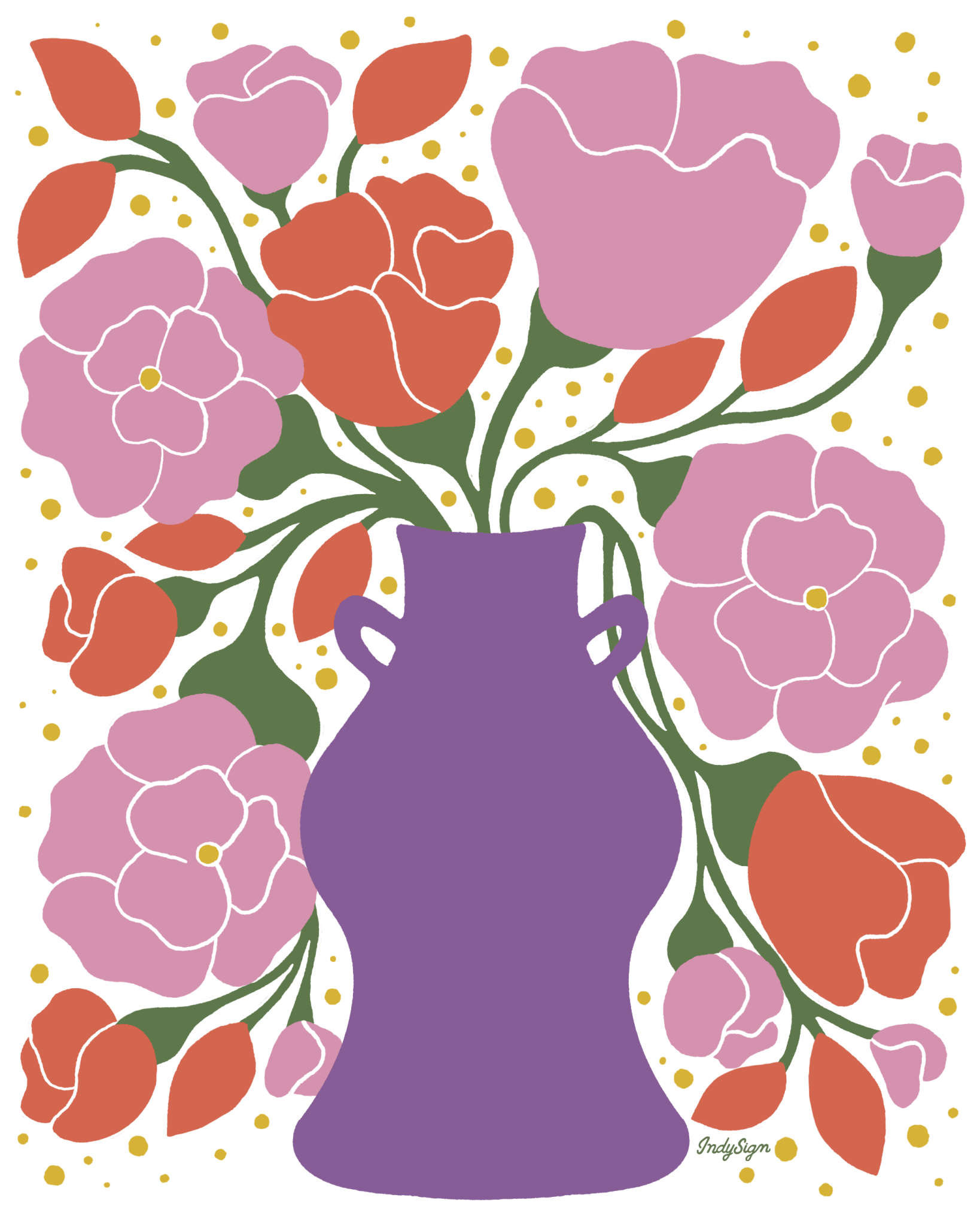 EMBER and BLUSH BOUQUET by IndySign, printed on denim jackets and other denim products: tote bags, throw pillows, table place mats, aprons