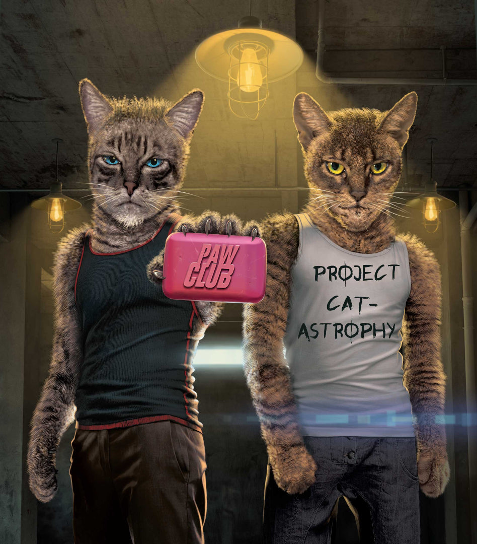 PAW CLUB by VINCENT HIE, printed on denim jackets and other denim products: tote bags, throw pillows, table place mats, aprons