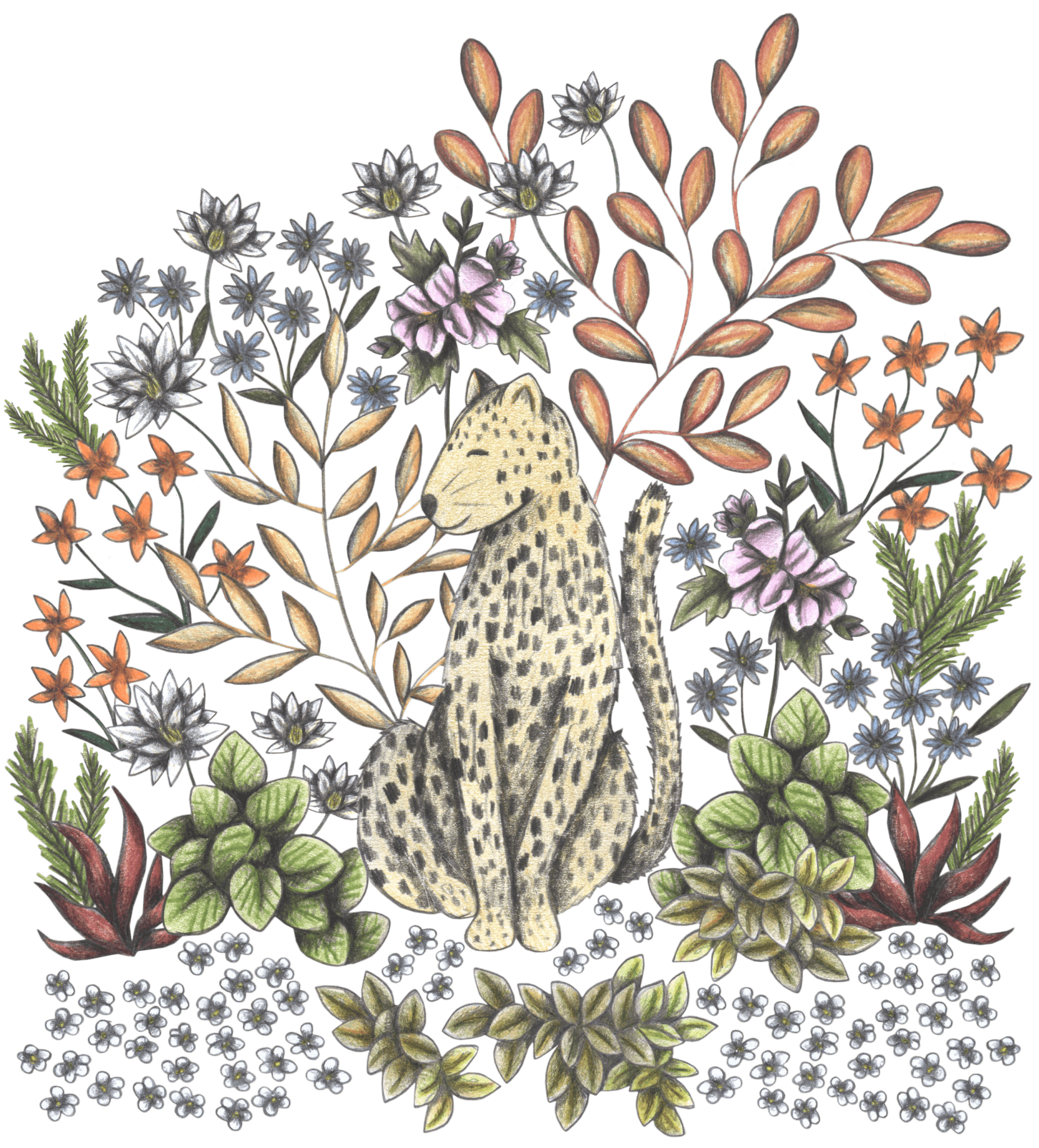 SAFARI LEOPARD by CECILIA BATTAINI, printed on denim jackets and other denim products: tote bags, throw pillows, table place mats, aprons