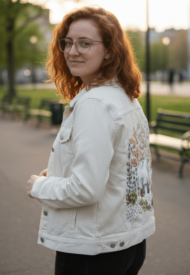 SAFARI RHINO by CECILIA BATTAINI, printed on denim jackets and other denim products: tote bags, throw pillows, table place mats, aprons