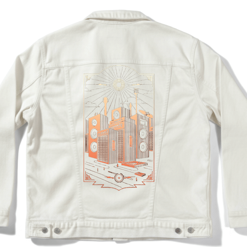 SOUND CITY by GRANT SHEPLEY custom denim jacket by DenimINK