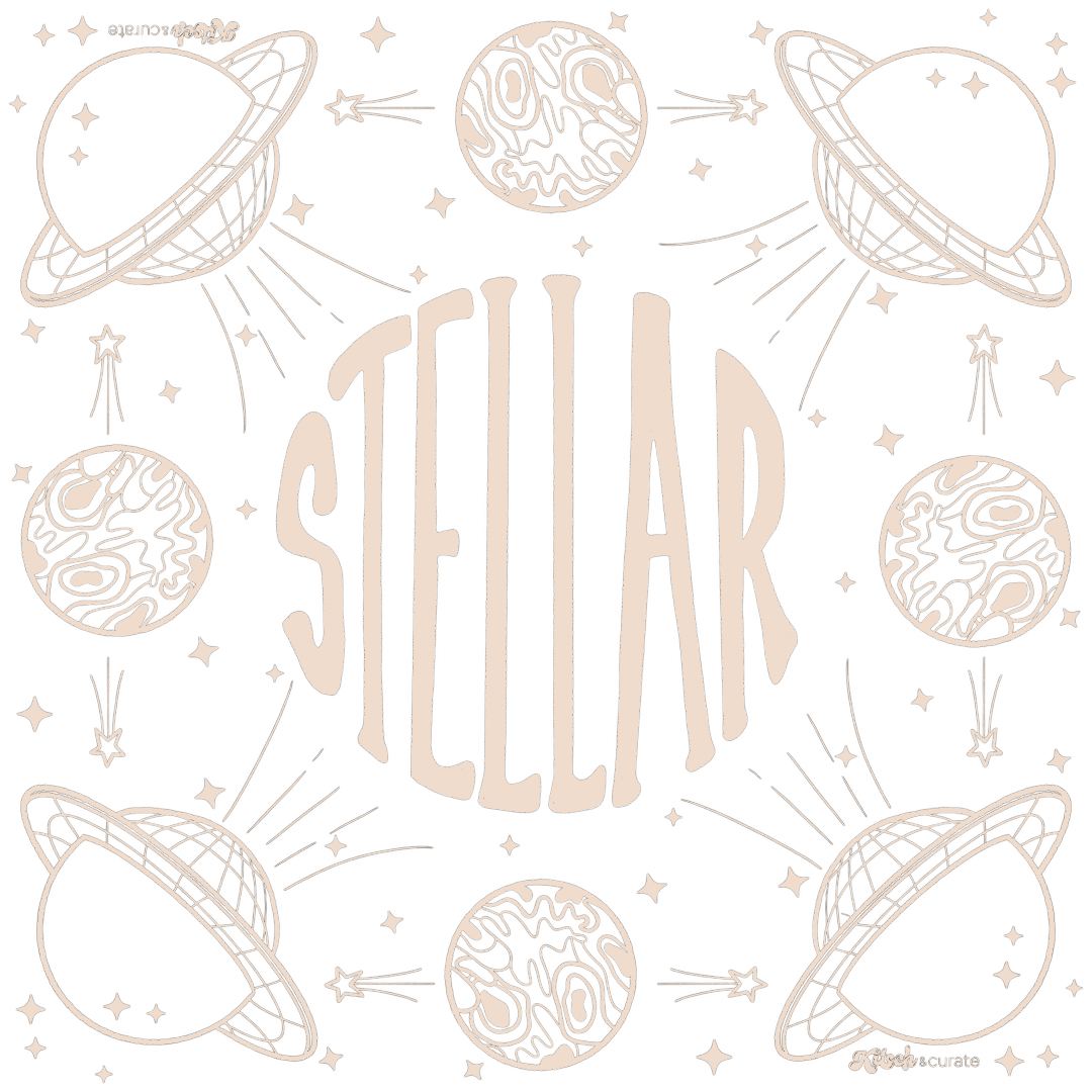 STELLAR by KITSCH AND CURATE,printed by DenimINK on hand - crafted Denim Jackets and other denim products and other denim products: tote bags, throw pillows, table place mats, aprons custom denim jacket by DenimINK