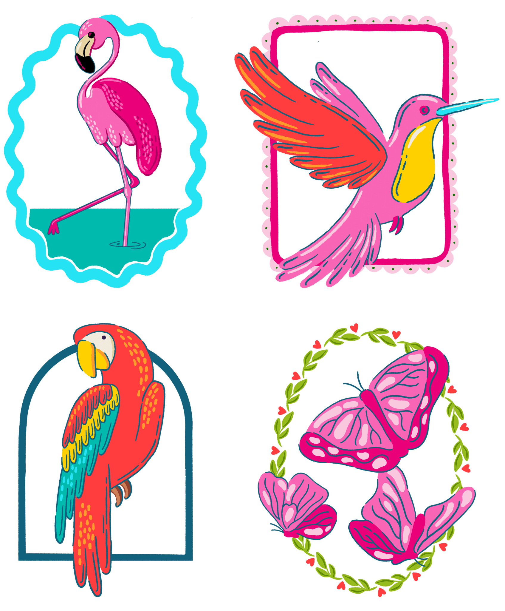 TROPICAL PARADISE by IndySign, printed on denim jackets and other denim products: tote bags, throw pillows, table place mats, aprons