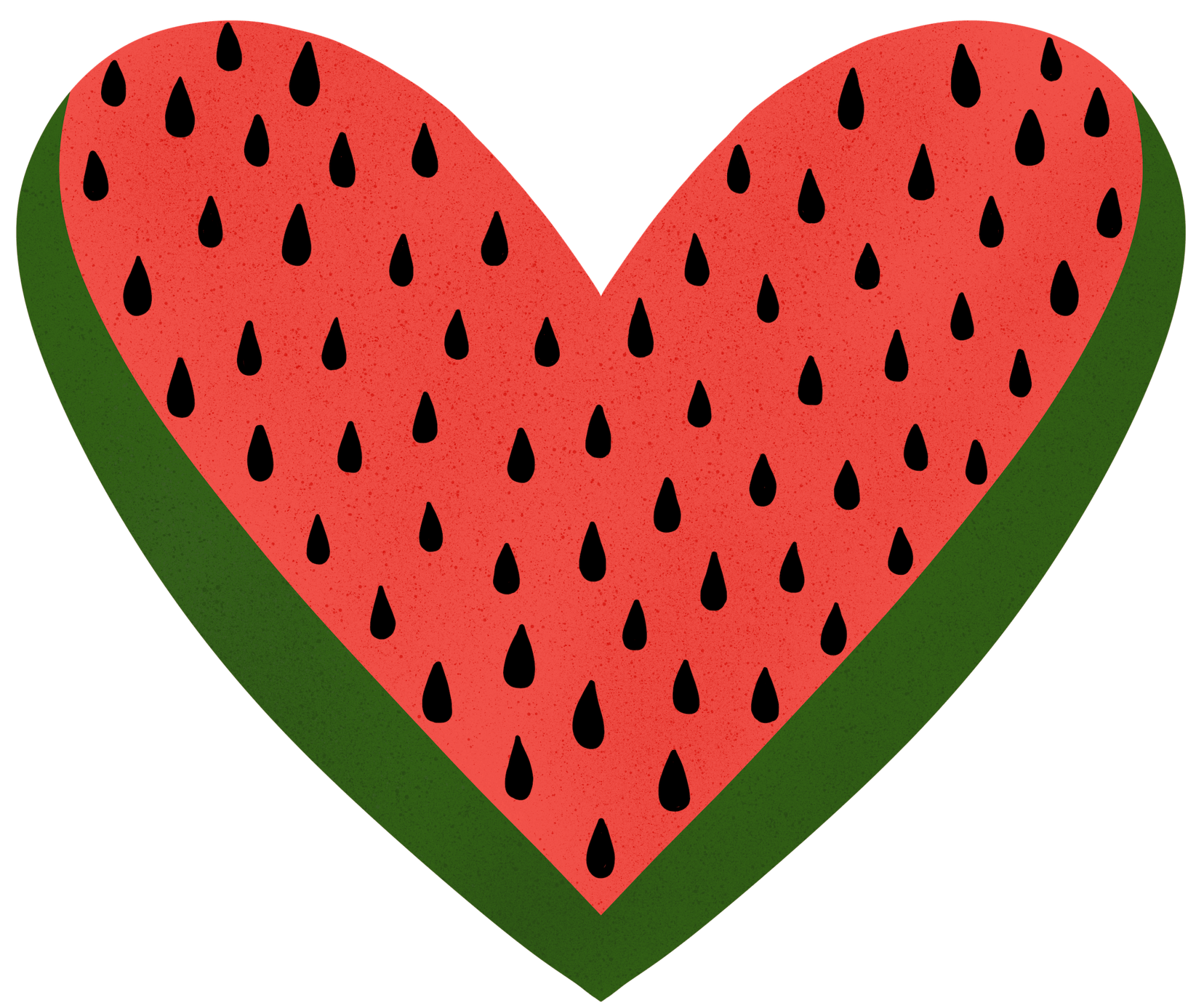 WATERMELON HEART by HEND SHEHATA, printed on denim jackets and other denim products: tote bags, throw pillows, table place mats, aprons