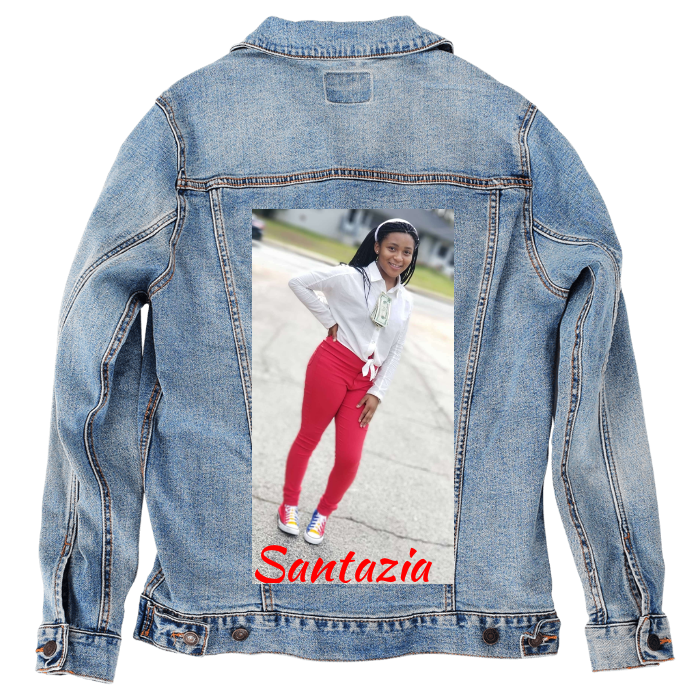 Customer Designed Custom Denim Jacket (hand-crafted) with 3 color choices of jacket: Stonewash, White, or Black. Unisex XS S M L XL 2X 3X. USA hand-crafted and USA digitally printed. Ships free within the USA & also ships Internationally.