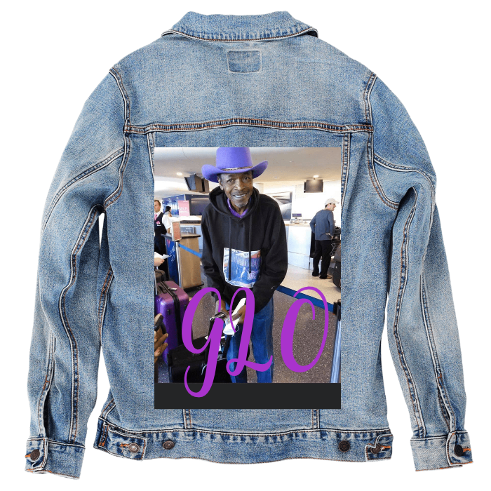 Customer Designed Custom Denim Jacket (hand-crafted) with 3 color choices of jacket: Stonewash, White, or Black. Unisex XS S M L XL 2X 3X. USA hand-crafted and USA digitally printed. Ships free within the USA & also ships Internationally.