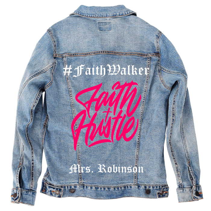 Customer Designed Custom Denim Jacket (hand-crafted) with 3 color choices of jacket: Stonewash, White, or Black. Unisex XS S M L XL 2X 3X. USA hand-crafted and USA digitally printed. Ships free within the USA & also ships Internationally.