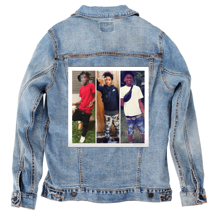 Customer Designed Custom Denim Jacket (hand-crafted) with 3 color choices of jacket: Stonewash, White, or Black. Unisex XS S M L XL 2X 3X. USA hand-crafted and USA digitally printed. Ships free within the USA & also ships Internationally.