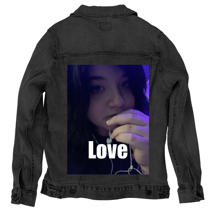 Customer Designed Custom Denim Jacket (hand-crafted) with 3 color choices of jacket: Stonewash, White, or Black. Unisex XS S M L XL 2X 3X. USA hand-crafted and USA digitally printed. Ships free within the USA & also ships Internationally.