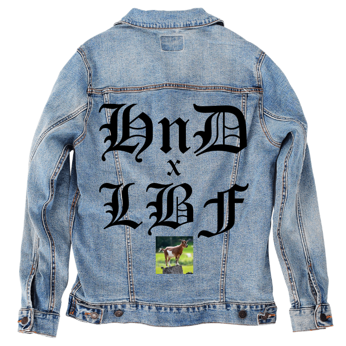 Customer Designed Custom Denim Jacket (hand-crafted) with 3 color choices of jacket: Stonewash, White, or Black. Unisex XS S M L XL 2X 3X. USA hand-crafted and USA digitally printed. Ships free within the USA & also ships Internationally.