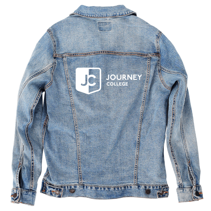Customer Designed Custom Denim Jacket (hand-crafted) with 3 color choices of jacket: Stonewash, White, or Black. Unisex XS S M L XL 2X 3X. USA hand-crafted and USA digitally printed. Ships free within the USA & also ships Internationally.