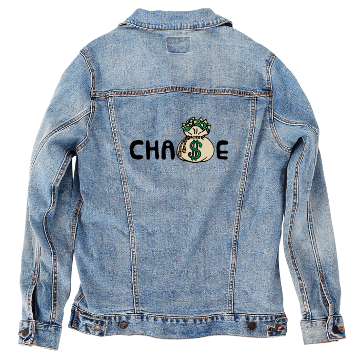 Customer Designed Custom Denim Jacket (hand-crafted) with 3 color choices of jacket: Stonewash, White, or Black. Unisex XS S M L XL 2X 3X. USA hand-crafted and USA digitally printed. Ships free within the USA & also ships Internationally.