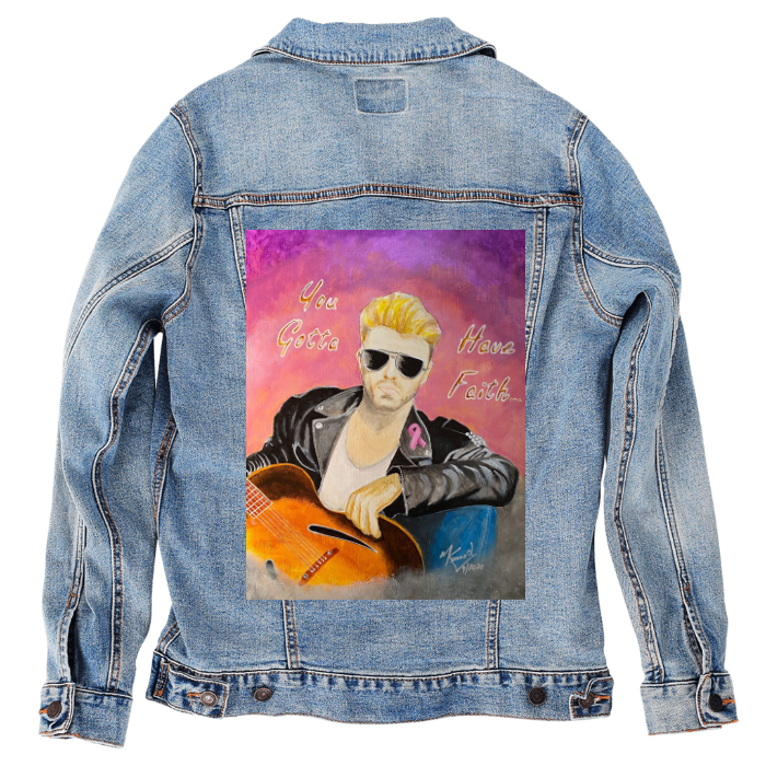 Customer Designed Custom Denim Jacket (hand-crafted) with 3 color choices of jacket: Stonewash, White, or Black. Unisex XS S M L XL 2X 3X. USA hand-crafted and USA digitally printed. Ships free within the USA & also ships Internationally.