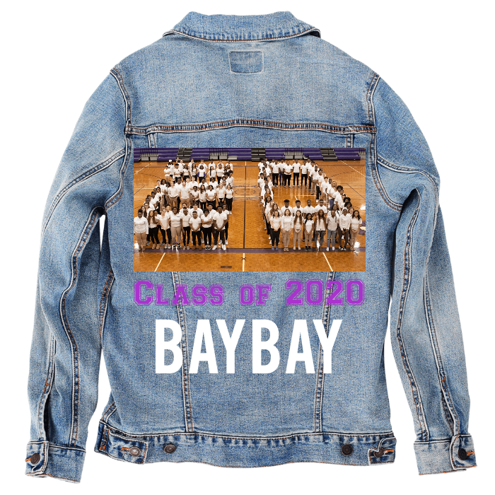 Customer Designed Custom Denim Jacket (hand-crafted) with 3 color choices of jacket: Stonewash, White, or Black. Unisex XS S M L XL 2X 3X. USA hand-crafted and USA digitally printed. Ships free within the USA & also ships Internationally.