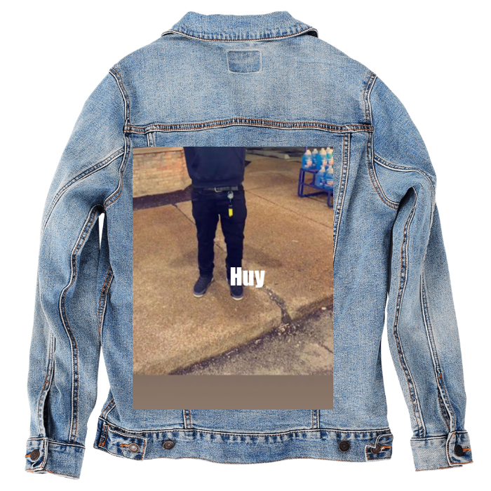 Customer Designed Custom Denim Jacket (hand-crafted) with 3 color choices of jacket: Stonewash, White, or Black. Unisex XS S M L XL 2X 3X. USA hand-crafted and USA digitally printed. Ships free within the USA & also ships Internationally.