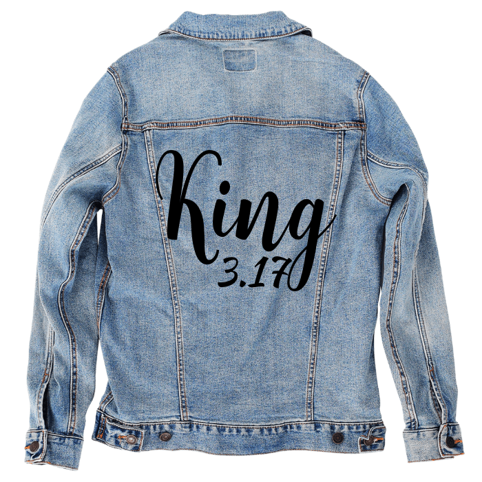 Customer Designed Custom Denim Jacket (hand-crafted) with 3 color choices of jacket: Stonewash, White, or Black. Unisex XS S M L XL 2X 3X. USA hand-crafted and USA digitally printed. Ships free within the USA & also ships Internationally.