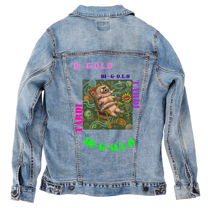 Customer Designed Custom Denim Jacket (hand-crafted) with 3 color choices of jacket: Stonewash, White, or Black. Unisex XS S M L XL 2X 3X. USA hand-crafted and USA digitally printed. Ships free within the USA & also ships Internationally.